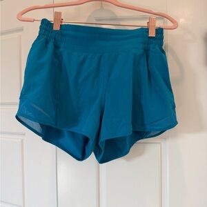 Lululemon Hotty Hot High Rise 2.5inch Shorts, Hawaiian Blue, Size 6. Like New